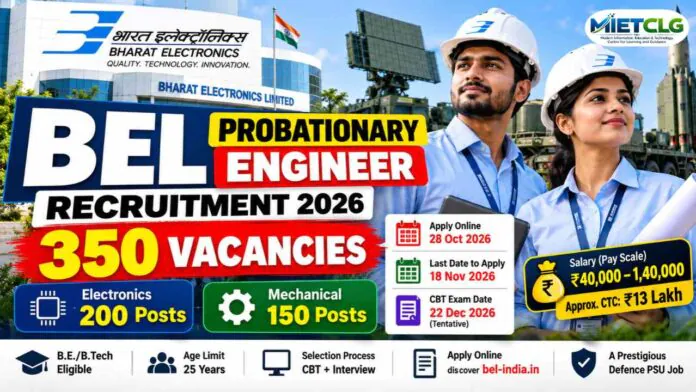 BEL Probationary Engineer Recruitment 2026