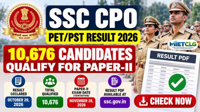 SSC CPO PETPST Result 2026
